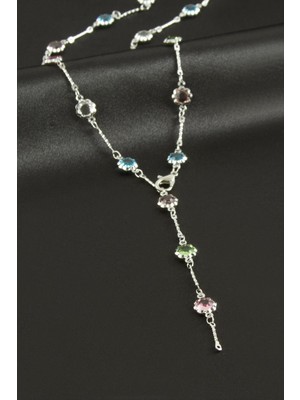 SHC4200 Çiçek Zirkon Taşlı Çelik Y Kolye