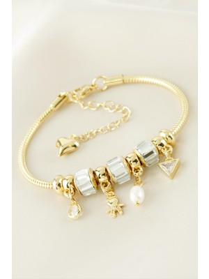 SHC4200 Baget Taşlı Lüks Çelik Kelepçe Bileklik