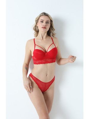 Hanuw Büstiyer Dantel Detaylı Dolgusuz Sütyen Takımı