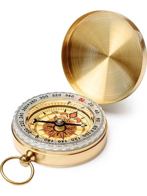 Starseven Yuvarlak Sarı Metal Kasa Su Geçirmez Fosforlu Dayanıklı Pusula G50