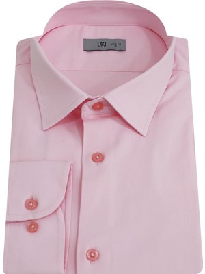 Uki Pembe Pamuk Saten Gömlek