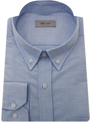 Uki Mavi Comfort Fit Uzun Kol Oxford Klasik Gömlek