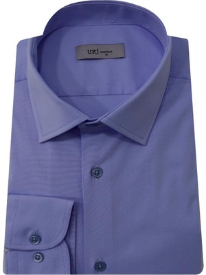 Uki Mavi Comfort Fit Uzun Kol Gömlek