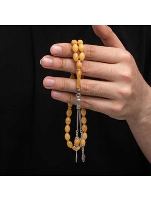 Erseyy Gümüş Püskül Sıkma Kehribar Tesbih