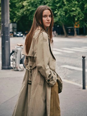 LC Waikiki Lcw Modest Haki Kruvaze Yaka Oversize Kadın Trençkot