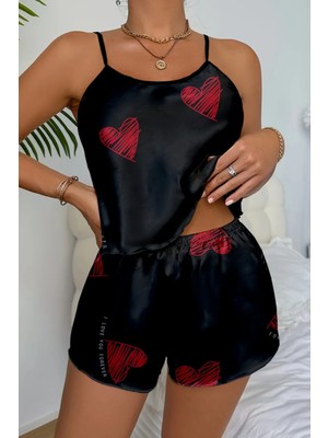 D Lingerie Noire Forever Satin Short Gecelik Takım DM1331