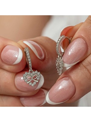 Erseyy Gümüş Kalp Kurdele Sallantılı Kadın Küpe