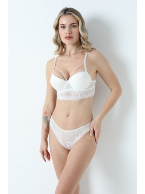 Hanuw Büstiyer Dantel Detaylı Dolgusuz Sütyen Takımı