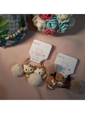 Twinroots Kedili Ponponlu Lastikli Çocuk Tokası