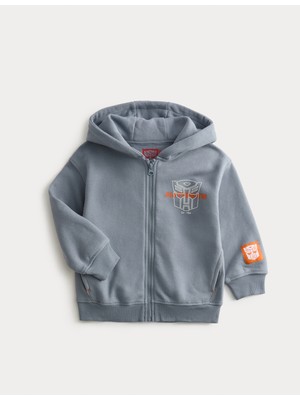 Marks & Spencer Pamuk Karışımlı Transformers Fermuarlı Kapüşonlu Sweatshirt (2‑8 yaş)