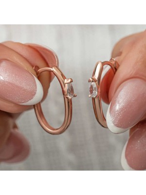 Erseyy Gümüş Oval Damla Taşlı Kadın Küpe