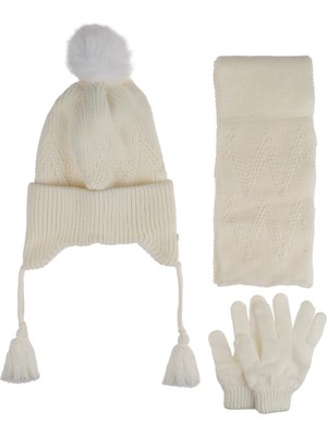 Kitti 4-8 Yaş Kız Çocuk Atkı Bere Eldiven Içi Polarlı 3'lü Takım 24170-03