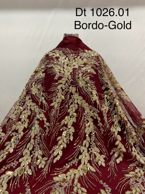 Dantelistan Dt 1026.01 Bordo-Gold
