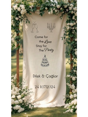 Puppetzzz Kumaş Karşılama Panosu,kişileştirilebilir,düğün Söz Nişan Kına Parti Arka Plan Flama