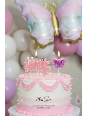 Pekshop Kelebek Tema Happy Birthday Mum Seti 2li