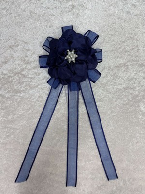 Gelin Bohçası Için Büyük Çiçekli ve Broşlu 2 Adet Lacivert Bohça Çiçeği Bohça Süsü Nişan Süsü Kına