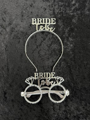 SırmalıHome 3 Parça Gümüş 'bride' Yazılı Pudra Saten Kemer 'bride To Be' Gözlük Taç Seti Bekarlığa Veda Parti