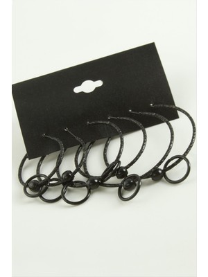 SHC4200 Noktalı Iç Içe Metal Halka Küpe 6 Adet