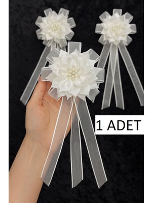 Gelin Bohçası Için Büyük Çiçekli ve Broşlu 1 Adet Krem Bohça Çiçeği Bohça Süsü Nişan Süsü Kına