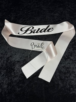 SırmalıHome 2 Parça Gümüş 'bride' Yazılı Pudra Saten Kemer 'bride' Metal Taç Seti Bekarlığa Veda Partisi