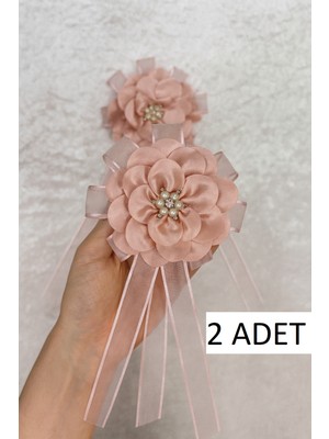 SırmalıHome Gelin Bohçası Için Büyük Çiçekli ve Broşlu 2 Adet Pudra Bohça Çiçeği Bohça Süsü Nişan Süsü Kına