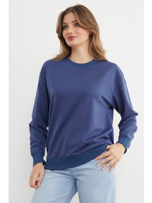FullaModa Basic Bisiklet Yaka Sweatshirt