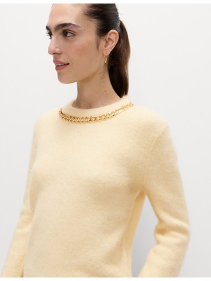 Marks & Spencer Zincir Detaylı Yuvarlak Yaka Yün Kazak