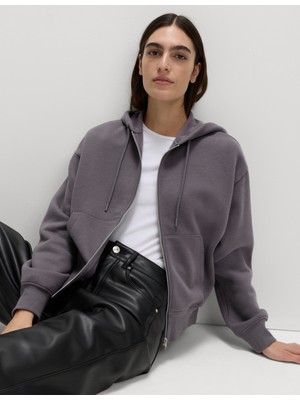 Marks & Spencer Pamuk Karışımlı Fermuarlı Kapüşonlu Hırka