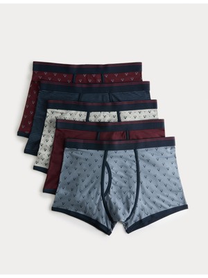 Marks & Spencer 5'li Pamuklu Streç Nefes Alabilir:trade_mark: Baskılı Trunk Seti