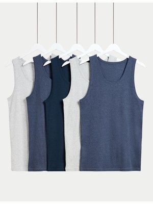 Marks & Spencer 5’li Saf Pamuk Kolsuz Atlet Paketi