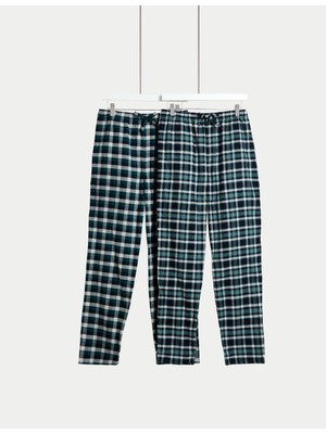 Marks & Spencer 2'li Pamuklu Kareli Pijama Altı