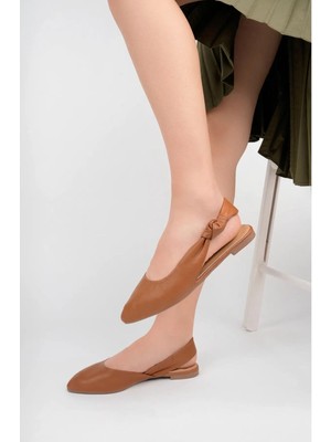 Tarçın Ayakkabı Hakiki Deri Taba Kadın Deri Babet TRC58-5055