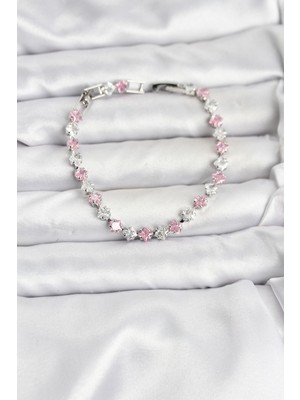 Kare Zirkon Taşlı Gümüş Renk Kadın Bileklik EB-53-VICE/(1395) 4965