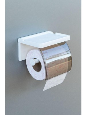 Hepta Collection Home Yapışkanlı Kapaklı Tuvalet Kağıdı Askısı Banyo Tuvalet Kağıtlığı Aparatı Peçetelik Organizer Pl