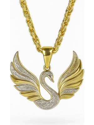 MiraveLux 925 Ayar Kolye - Kuğu Figürlü Altın Kaplama Gümüş Kadın Kolye