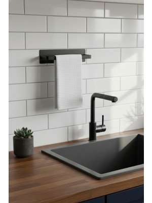 Grandmix Metal Havlu Askısı Duvara Monte Modern Banyo ve Mutfak Havluluğu 22 cm