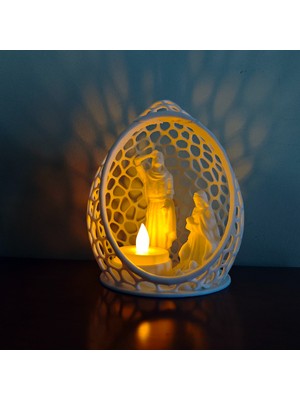 Hobi Universe Işıklı Kutsal Aile Tasarımlı Ledli Mum Sihirli Gece Lambası & Dekoratif Biblo