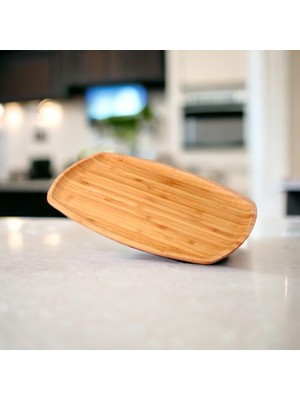 Hepta Collection Bambu Lüx Bambu Kayık Sunum Tabağı Servis Tabak 30X18CM Sunum Tabağı, Dikdörtgen Sunum Tabağı