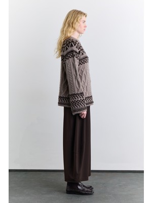 Manuka Balon Formlu Kumaş Pantolon Kahverengi