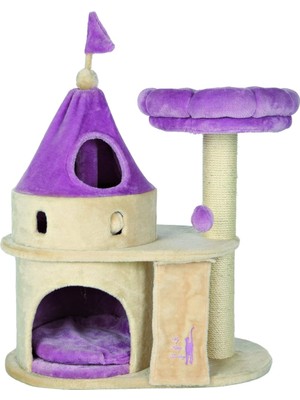 Hepta Collection My Kitty Darling Kale , Tırmalama Direği, Kedi Ağacı, Ponpon, Kıvrımlı Oyuncak, Bej, 69.8 x 37.5 x 8