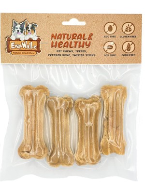 Hepta Collection And Doğal Köpek Pres Kemiği Naturel 4 Adet 7cm Küçük Irk ve Yavru Köpekler Için 20-25 gr
