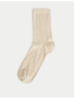 Marks & Spencer Pamuk Karışımlı Dokulu Çizgili Bilek Boy Çorap