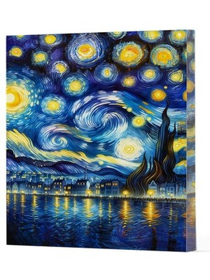 SHC4200 Van Gogh 7 - Yıldızlı Gece Çizgili Yan Boyamalı Defter