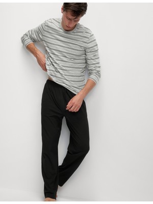 Marks & Spencer Saf Pamuk Çizgili Pijama Takımı