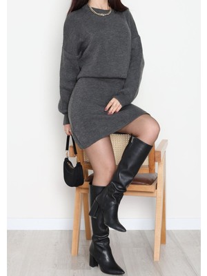 f.kereci Bisiklet Yaka Triko Etekli Takım – Antrasit