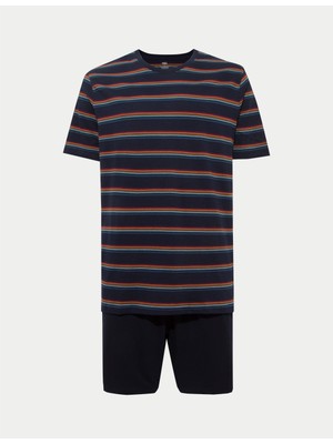 Marks & Spencer Saf Pamuklu Çizgili Pijama Takımı