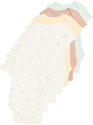 Marks & Spencer 7'li Saf Pamuklu Baskılı Bebek Body (0-3 Yaş)