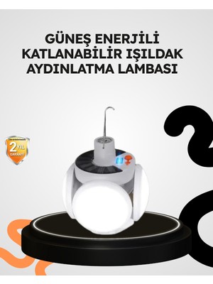 Pazarcan Güneş Enerjili Katlanabilir 5 Kanatlı Solar Bahçe Lambası