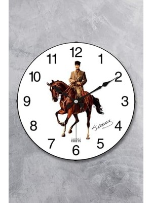 Atatürk Duvar Saati Akar Saniye Sessiz Mekanizma 36 cm