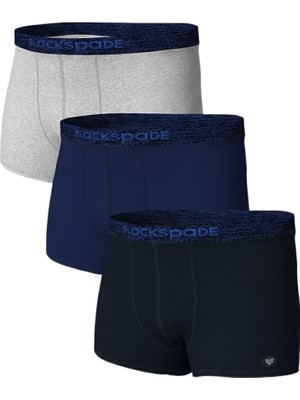 Blackspade Erkek Boxer 3'lü Paket Modern Basics 9473 - Gri Lacivert Siyah